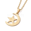 304 Stainless Steel Moon & Star Stud Earrings and Pendant Necklace AJEW-B019-03-2