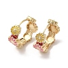 Real 18K Gold Plated Brass Flower Hoop Earrings EJEW-L268-023G-02-1