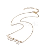 Natural Shell Word Love Pendant Necklace with Golden Brass Cable Chains for Mother's Day NJEW-JN04151-03-4