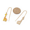 3 Pair 3 Color Alloy Enamel Giraffe Dangle Stud Earrings EJEW-JE05145-4
