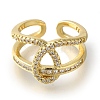 Rack Plating Knot Brass Clear Cubic Zirconia Open Cuff Rings RJEW-S411-29G-2