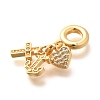 Brass Clear Cubic Zirconia Cross & Anchor & Heart European Dangle Charms KK-U048-08G-2