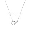 304 Stainless Steel Crystal Rhinestone Initial Pendant Necklaces FS-WGCEFCC-03-1