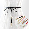 Imitation Leather Braided Belly Belt with Plastic Imitation Pearl Round Bead WG11EBA-03-2