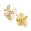 Cubic Zirconia Flower Stud Earrings with Natural Pearl EJEW-Z020-06G-2