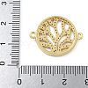 Rack Plating Brass Micro Pave Clear Cubic Zirconia Flat Round with Tree Connector Charms KK-A234-034G-3