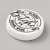 Flat Round with Word Food Grade Eco-Friendly Printed Silicone Focal Beads LS-SIL-SZC0008-07C-2