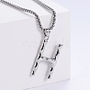 3Pcs Stainless Steel Textured Letter Pendants LW4134-8-1