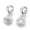 Brass Micro Pave Cubic Zirconia European Dangle Charms ZIRC-G153-05P-2