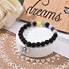Natural Obsidian & Mixed Stone Round Beads Stretch Bracelet BJEW-JB07060-4