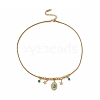 Synthetic Turquoise Pendant Necklace with 304 Stainless Steel Round Snake Chains NJEW-P269-07A-G-2