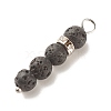 Round Natural Lava Rock Pendants PALLOY-JF01515-4