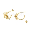 ABS Plastic Imitation Pearl Flower Stud Earrings EJEW-P205-05G-3