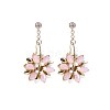 Flower Shape Brass Glass Imitation Rose Quartz Dangle Earrings EJEW-BB65719-A-1