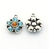 Antique Silver Plated Alloy Rhinestone Flower Pendants ALRI-N016-04-1