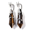 Natural Tiger Eye Faceted Pointed Bullet Big Pendants G-L524-19P-11-1