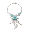 Alloy & Risin Imitation Turquoise Flower Bib Necklaces NJEW-L046-03AS-3