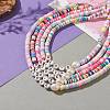 Valentine's Day Rainbow Polymer Clay Heishi Beaded Necklaces NJEW-JN03301-5