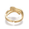 Brass Cubic Zirconia Cuff Rings RJEW-O035-06G-3