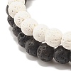 2Pcs 2 Style Natural Lava Rock(Dyed) Round Beaded Stretch Bracelets Set with Column Synthetic Hematite BJEW-JB07578-5