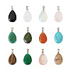 Fashewelry 24pcs 12 Styles Natural & Synthetic Gemstone Pendants G-FW0001-33-2