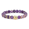 Natural Amethyst & Alloy Buddha Head Beaded Strech Bracelets BJEW-JB09420-01-1