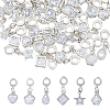 48Pcs 6 Styles Alloy Pave Clear Cubic Zirconia European Dangle Charms PALLOY-FI00002-1