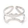 Non-Tarnish 304 Stainless Steel Heart Open Cuff Ring for Women RJEW-I098-22P-2