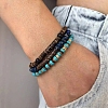 Synthetic Turquoise & Regalite & Coconut Shell Bead Stretch Bracelets Set PW-WG7E5E9-01-2