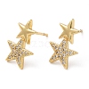 Rack Plating Brass Star Stud Earrings with Cubic Zirconia EJEW-D061-09G-1