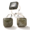 Natural Labradorite Adjustable Rings RJEW-H240-01S-13-1