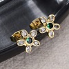 Flower Brass Micro Pave Cubic Zirconia Stud Earrings EJEW-Z087-01G-2