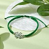 Natural Green Aventurine with 201 Stainless Steel Clover Link Braided Bracelets BJEW-JB11296-2