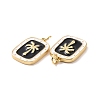 Rectangle with Coconut Tree Pattern Brass Enamel Pendants KK-G435-21G-3