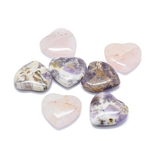 Natural Amethyst/Rose Quartz Heart Love Stone G-F678-30