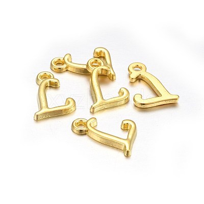 Golden Plated Alloy Letter Pendants X-PALLOY-J718-01G-L-1