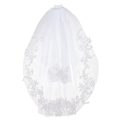 Nylon Mesh Bridal Veils with Hair Comb AJEW-WH0258-993-1