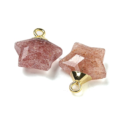 Natural Strawberry Quartz Pendants G-P540-01G-08-1