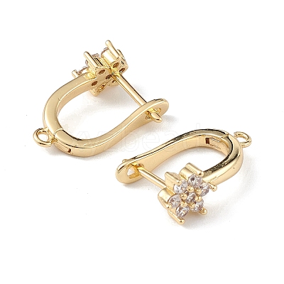 Brass Flower Hoop Earring Findings ZIRC-L097-054G-1