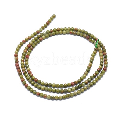 Natural Unakite Beads Strands G-A177-04-04-1