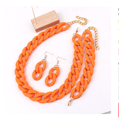 Acrylic Curb Chain Chain Necklaces & Dangle Earrings & Bracelets Sets FS-WGA399B-07-1