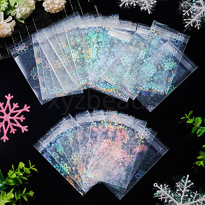 50Pcs Double Face Laser Rectangle PE Cellophane Bags ABAG-TAC0013-14A-1