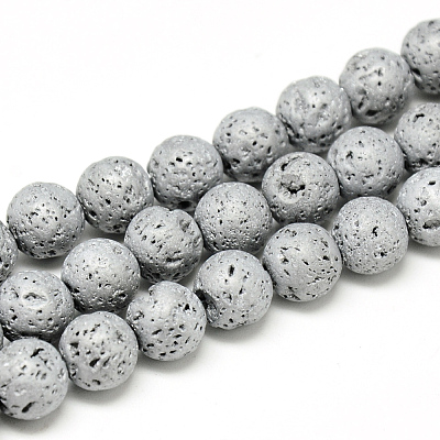 Electroplate Natural Lava Rock Beads Strands G-T058-03I-4MM-1