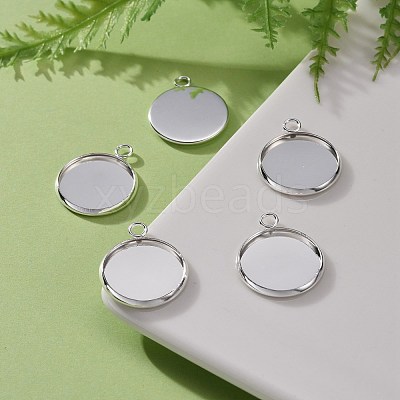 304 Stainless Steel Pendant Cabochon Settings STAS-F191-14S-E-1