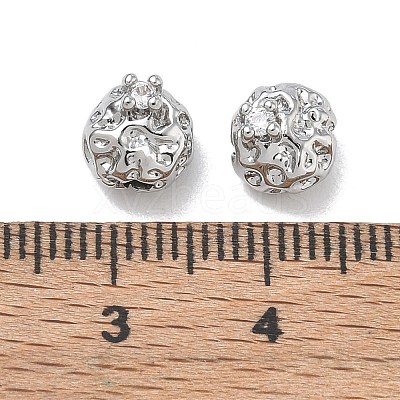 Brass Micro Pave Clear Cubic Zirconia Beads CU-CBA91C0-06P-1