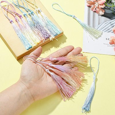 30Pcs Gradient Polyester Tassel Pendant Decoration HJEW-CJ0001-10-1