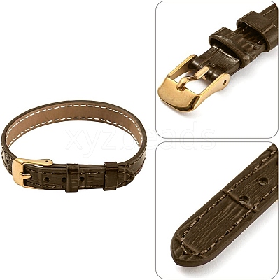 1Pc Leather Textured Bracelet Straps Slide Wristbands for Slide Charms AJEW-CL0001-01A-1