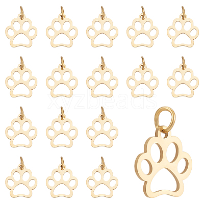 24Pcs Dog Paw Print Shape Stainless Steel Pendants FIND-WR0012-50-1