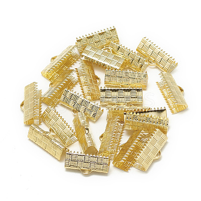 Brass Ribbon Crimp Ends KK-T032-149G-1