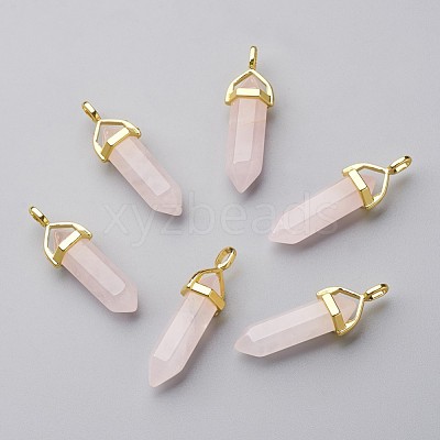 Natural Rose Quartz Double Terminated Pointed Pendants X-G-G902-B22-1
